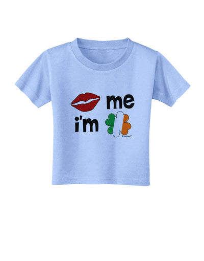 Kiss and Irish Flag Shamrock - Kiss Me I'm Irish Toddler T-Shirt by TooLoud-Toddler T-Shirt-TooLoud-Aquatic-Blue-2T-Davson Sales