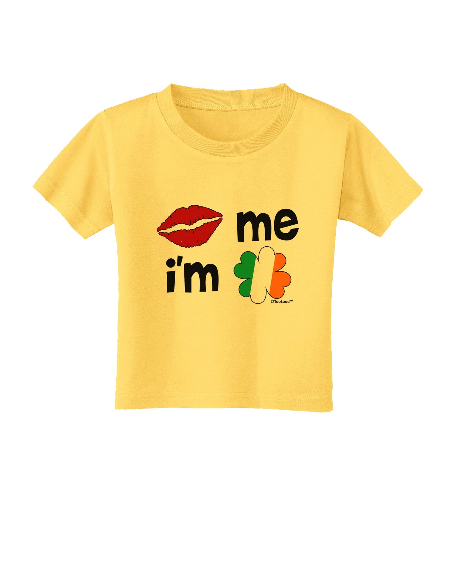 Kiss and Irish Flag Shamrock - Kiss Me I'm Irish Toddler T-Shirt by TooLoud-Toddler T-Shirt-TooLoud-Yellow-2T-Davson Sales