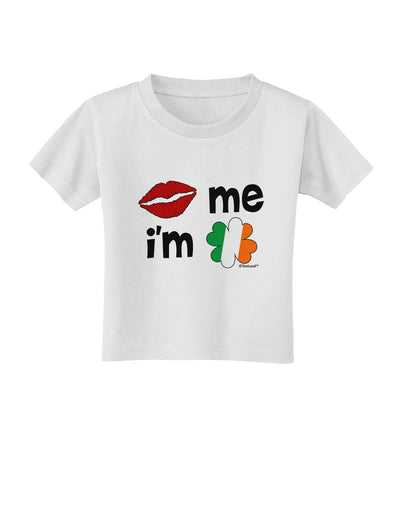 Kiss and Irish Flag Shamrock - Kiss Me I'm Irish Toddler T-Shirt by TooLoud-Toddler T-Shirt-TooLoud-White-2T-Davson Sales