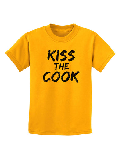 Kiss the Cook Grill Master 2 - Text Childrens T-Shirt-Childrens T-Shirt-TooLoud-Gold-X-Small-Davson Sales