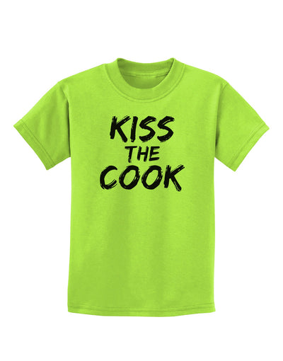 Kiss the Cook Grill Master 2 - Text Childrens T-Shirt-Childrens T-Shirt-TooLoud-Lime-Green-X-Small-Davson Sales