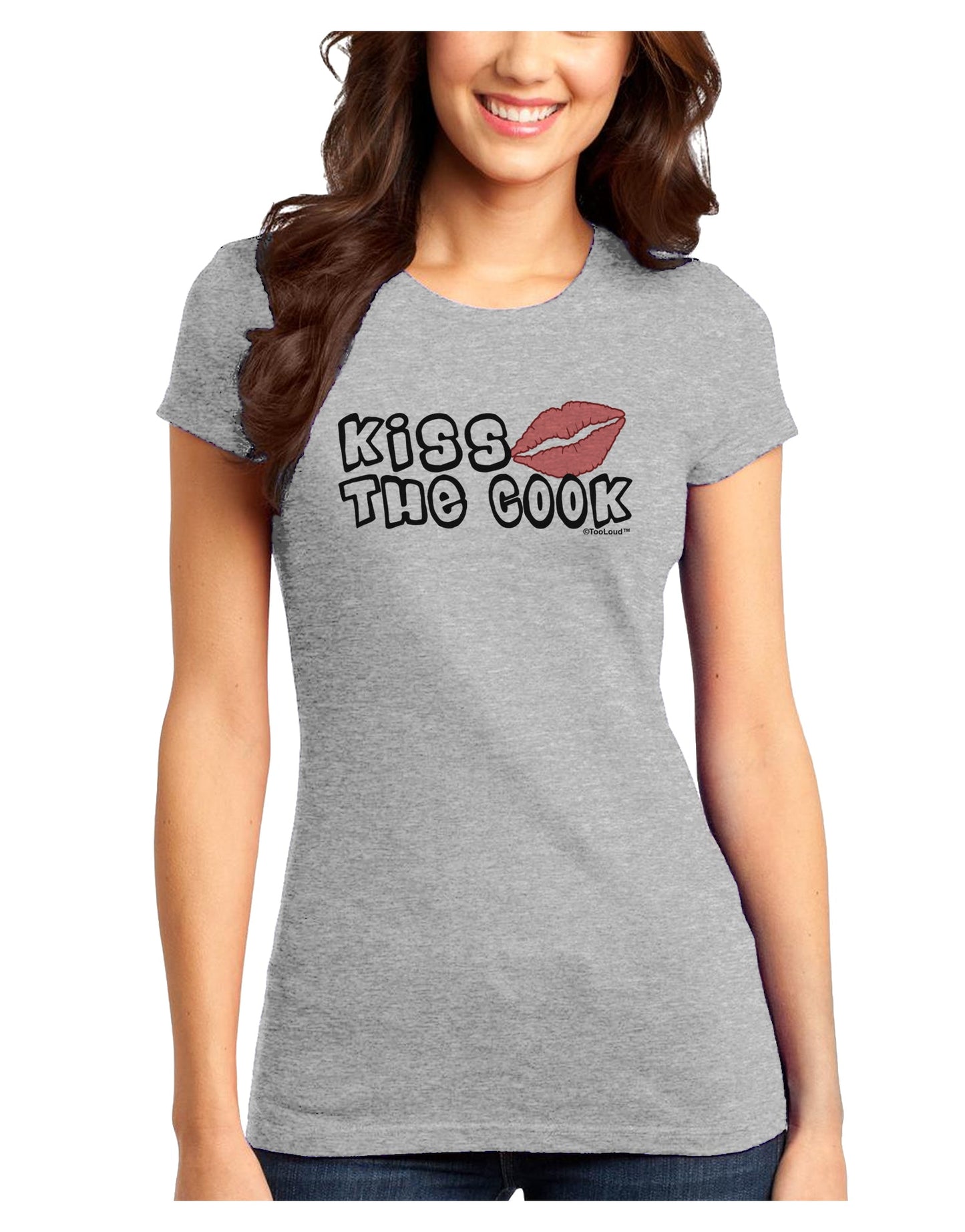 Kiss the Cook With Lips Juniors T-Shirt by TooLoud-Womens Juniors T-Shirt-TooLoud-Ash-Gray-Juniors Fitted X-Small-Davson Sales