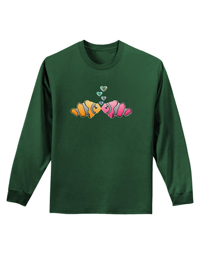 Kissy Clownfish Adult Long Sleeve Dark T-Shirt-TooLoud-Dark-Green-Small-Davson Sales