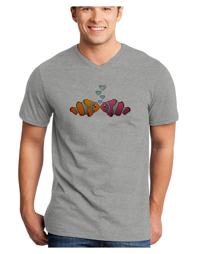 Kissy Clownfish Adult V-Neck T-shirt-Mens V-Neck T-Shirt-TooLoud-HeatherGray-Small-Davson Sales