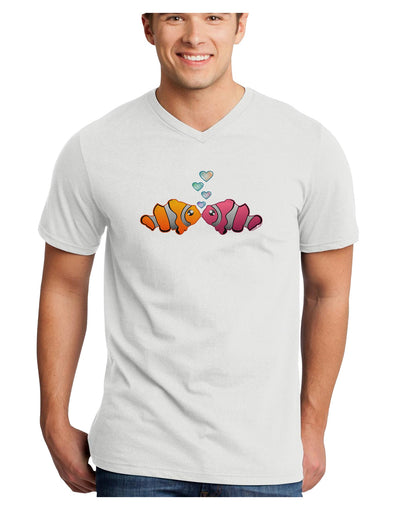 Kissy Clownfish Adult V-Neck T-shirt-Mens V-Neck T-Shirt-TooLoud-White-Small-Davson Sales