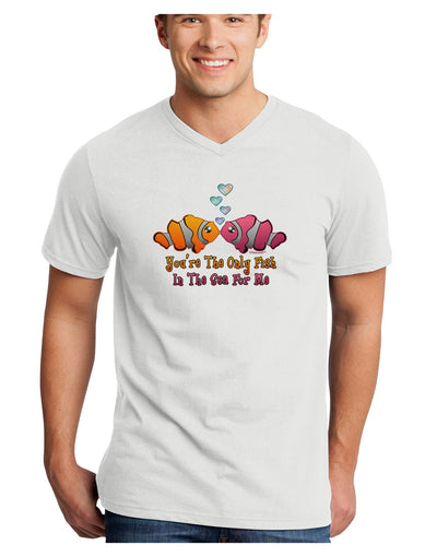 Kissy Clownfish Only Fish In The Sea Adult V-Neck T-shirt-Mens V-Neck T-Shirt-TooLoud-White-Small-Davson Sales