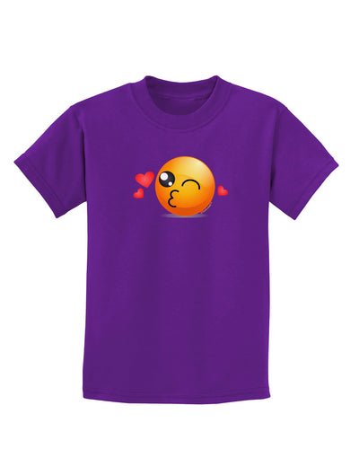 Kissy Face Emoji Childrens Dark T-Shirt-Childrens T-Shirt-TooLoud-Purple-X-Small-Davson Sales