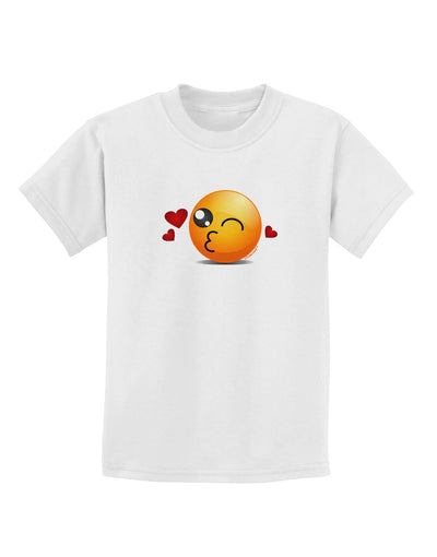 Kissy Face Emoji Childrens T-Shirt-Childrens T-Shirt-TooLoud-White-X-Small-Davson Sales