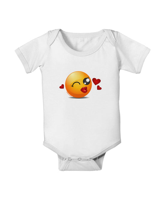 Kissy Face Emoji Girl Baby Romper Bodysuit-Baby Romper-TooLoud-White-06-Months-Davson Sales