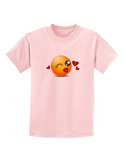 Kissy Face Emoji Girl Childrens T-Shirt-Childrens T-Shirt-TooLoud-PalePink-X-Small-Davson Sales
