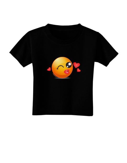 Kissy Face Emoji Girl Toddler T-Shirt Dark-Toddler T-Shirt-TooLoud-Black-2T-Davson Sales