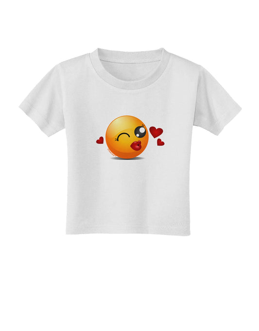 Kissy Face Emoji Girl Toddler T-Shirt-Toddler T-Shirt-TooLoud-White-2T-Davson Sales