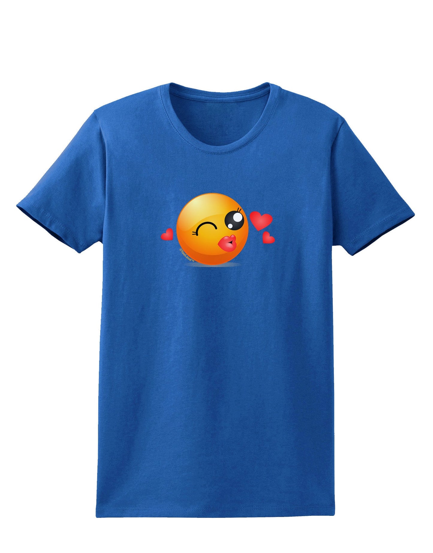 Kissy Face Emoji Girl Womens Dark T-Shirt-Womens T-Shirt-TooLoud-Royal-Blue-X-Small-Davson Sales