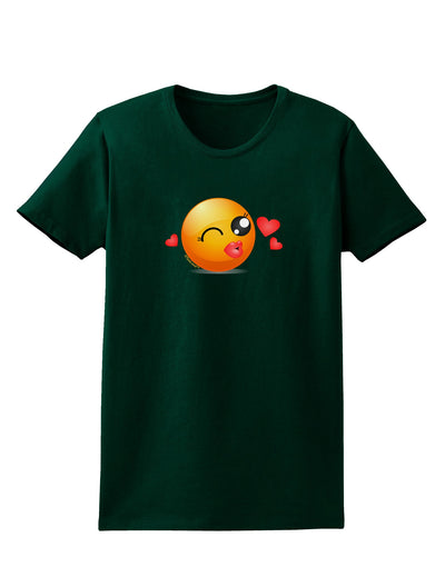Kissy Face Emoji Girl Womens Dark T-Shirt