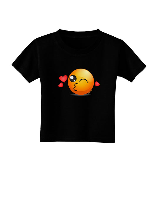 Kissy Face Emoji Toddler T-Shirt Dark-Toddler T-Shirt-TooLoud-Black-2T-Davson Sales