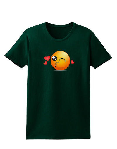 Kissy Face Emoji Womens Dark T-Shirt-Womens T-Shirt-TooLoud-Forest-Green-Small-Davson Sales