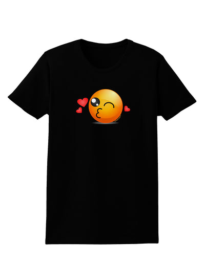 Kissy Face Emoji Womens Dark T-Shirt-Womens T-Shirt-TooLoud-Black-X-Small-Davson Sales