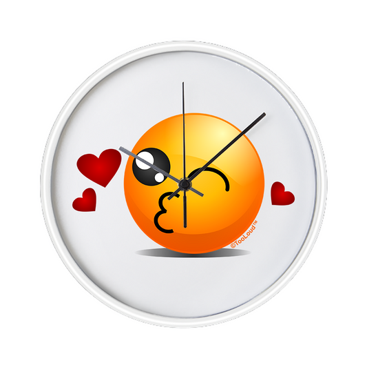 Kissy Face Emoji 10 Inch Round Wall Clock