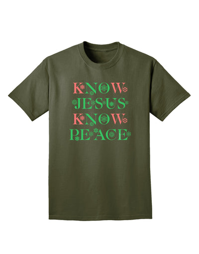 Know Jesus Know Peace Christmas Adult Dark T-Shirt-Mens T-Shirt-TooLoud-Military-Green-Small-Davson Sales