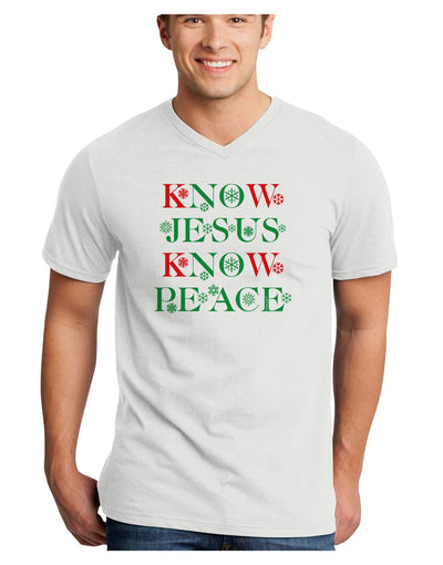 Know Jesus Know Peace Christmas Adult V-Neck T-shirt-Mens V-Neck T-Shirt-TooLoud-White-Small-Davson Sales