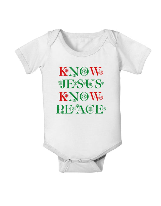 Know Jesus Know Peace Christmas Baby Romper Bodysuit-Baby Romper-TooLoud-White-06-Months-Davson Sales