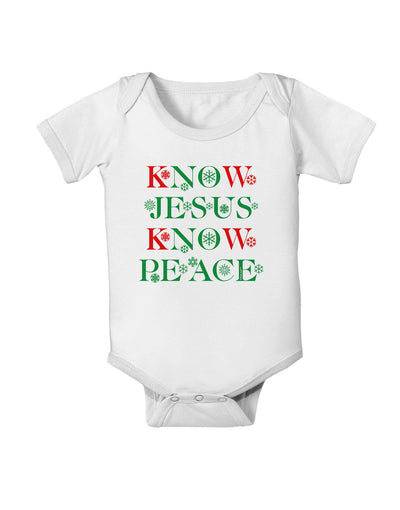 Know Jesus Know Peace Christmas Baby Romper Bodysuit-Baby Romper-TooLoud-White-06-Months-Davson Sales