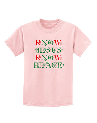 Know Jesus Know Peace Christmas Childrens T-Shirt-Childrens T-Shirt-TooLoud-PalePink-X-Small-Davson Sales