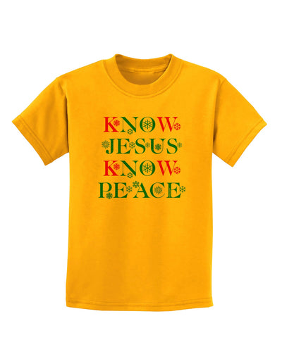 Know Jesus Know Peace Christmas Childrens T-Shirt-Childrens T-Shirt-TooLoud-Gold-X-Small-Davson Sales