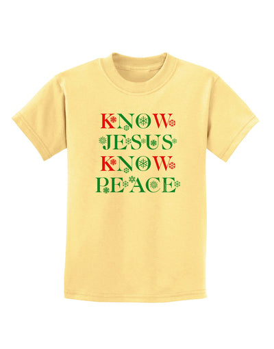 Know Jesus Know Peace Christmas Childrens T-Shirt-Childrens T-Shirt-TooLoud-Daffodil-Yellow-X-Small-Davson Sales