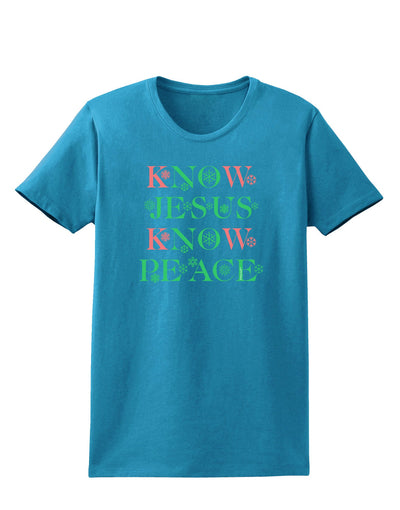 Know Jesus Know Peace Christmas Womens Dark T-Shirt-TooLoud-Turquoise-X-Small-Davson Sales