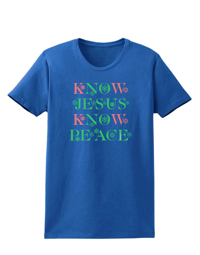 Know Jesus Know Peace Christmas Womens Dark T-Shirt-TooLoud-Royal-Blue-X-Small-Davson Sales