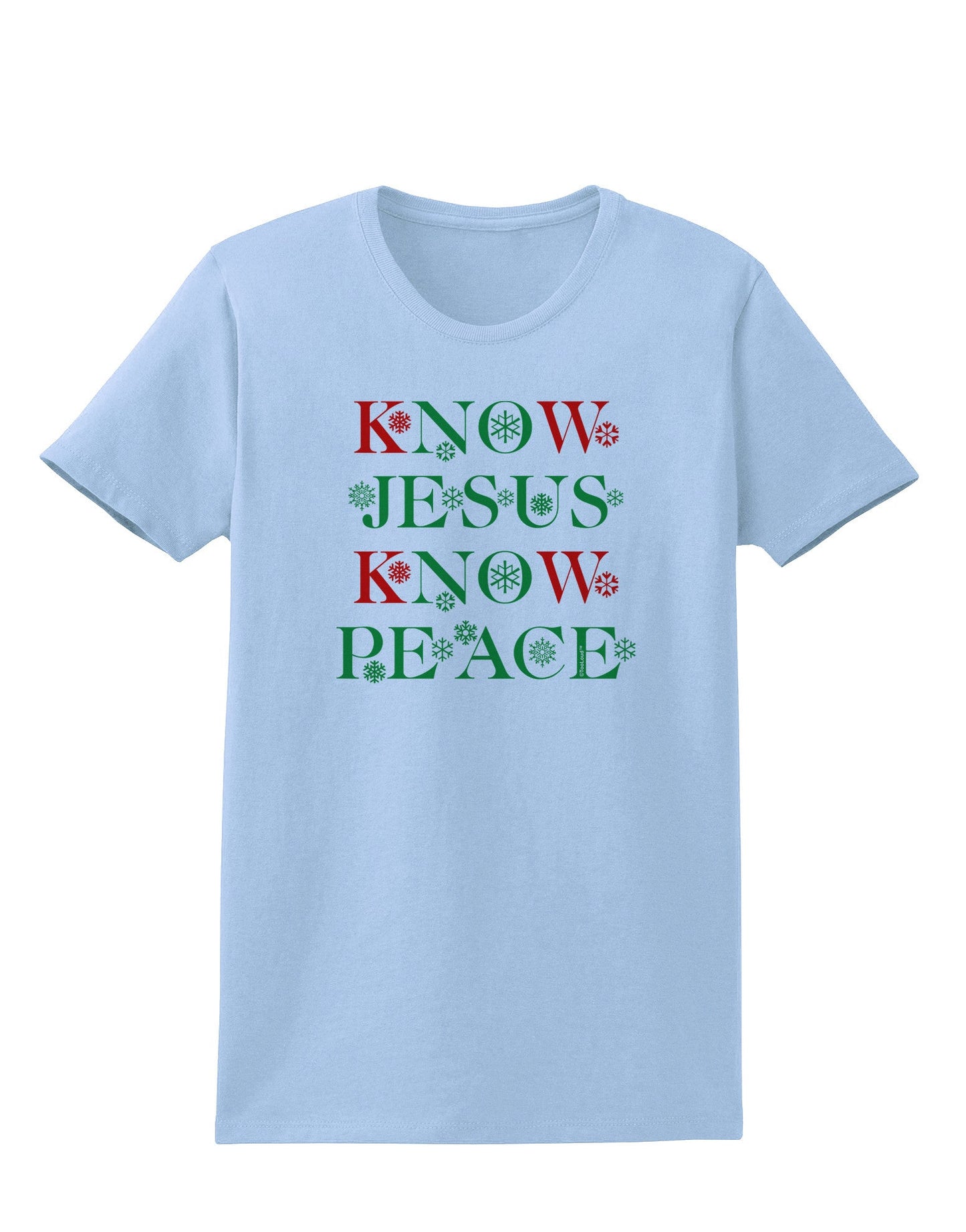 Know Jesus Know Peace Christmas Womens T-Shirt-Womens T-Shirt-TooLoud-Light-Blue-X-Small-Davson Sales