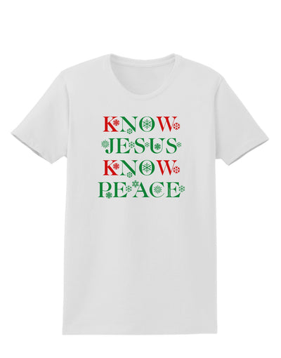 Know Jesus Know Peace Christmas Womens T-Shirt-Womens T-Shirt-TooLoud-White-X-Small-Davson Sales