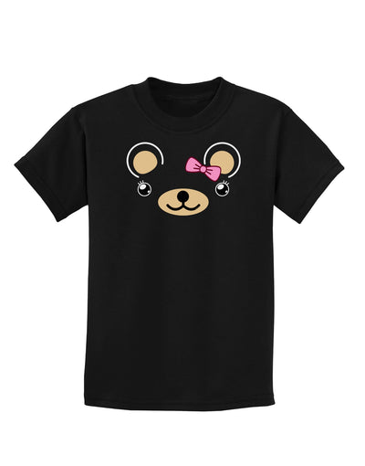 Kyu-T Ears - Beartholomea Girl Teddy Bear Childrens Dark T-Shirt-Childrens T-Shirt-TooLoud-Black-X-Small-Davson Sales