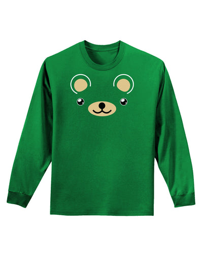 Kyu-T Ears - Beartholomew Teddy Bear Adult Long Sleeve Dark T-Shirt-TooLoud-Kelly-Green-Small-Davson Sales