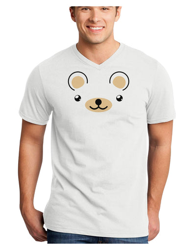 Kyu-T Ears - Beartholomew Teddy Bear Adult V-Neck T-shirt-Mens V-Neck T-Shirt-TooLoud-White-Small-Davson Sales