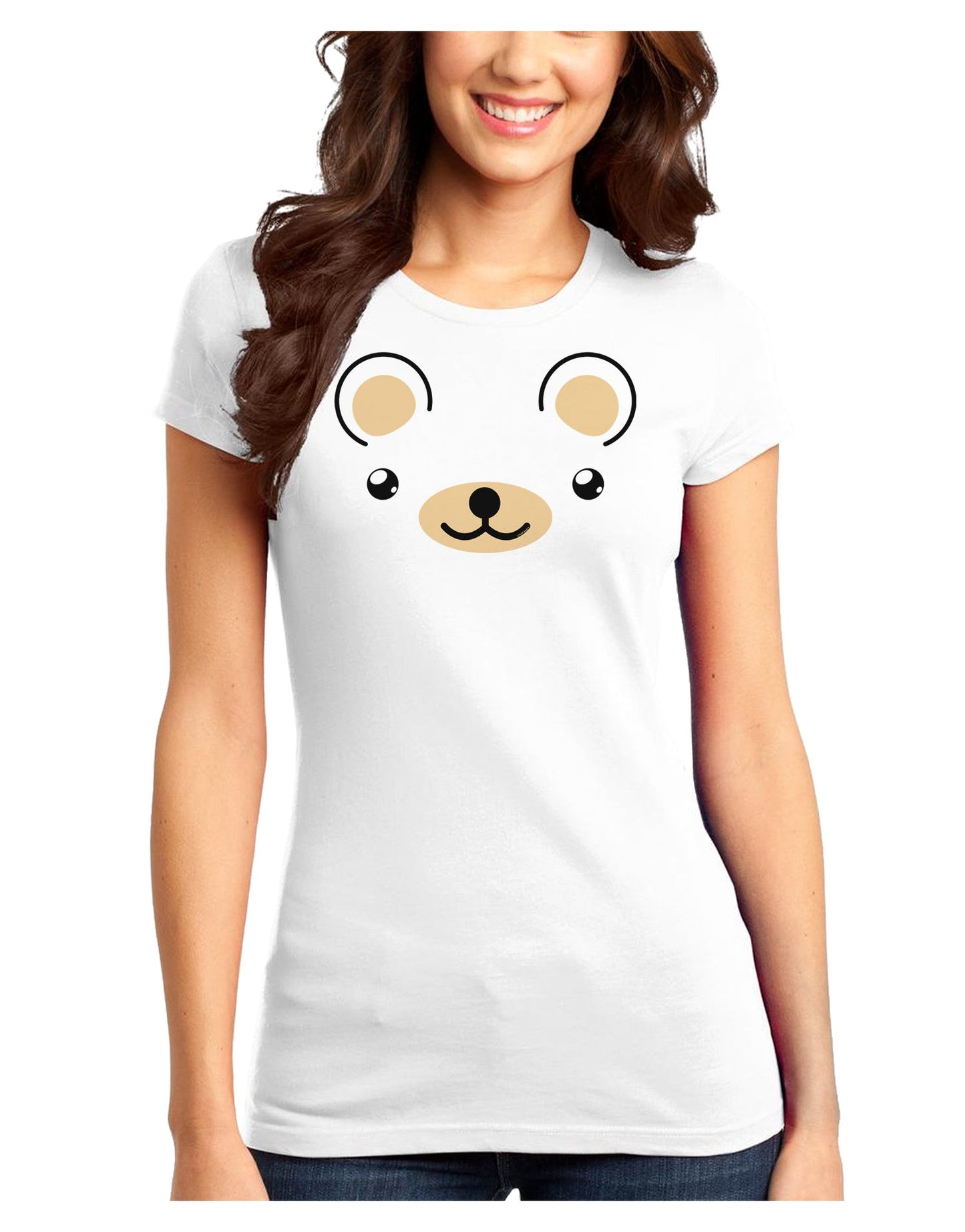 Kyu-T Ears - Beartholomew Teddy Bear Juniors T-Shirt-Womens Juniors T-Shirt-TooLoud-White-Juniors Fitted XS-Davson Sales
