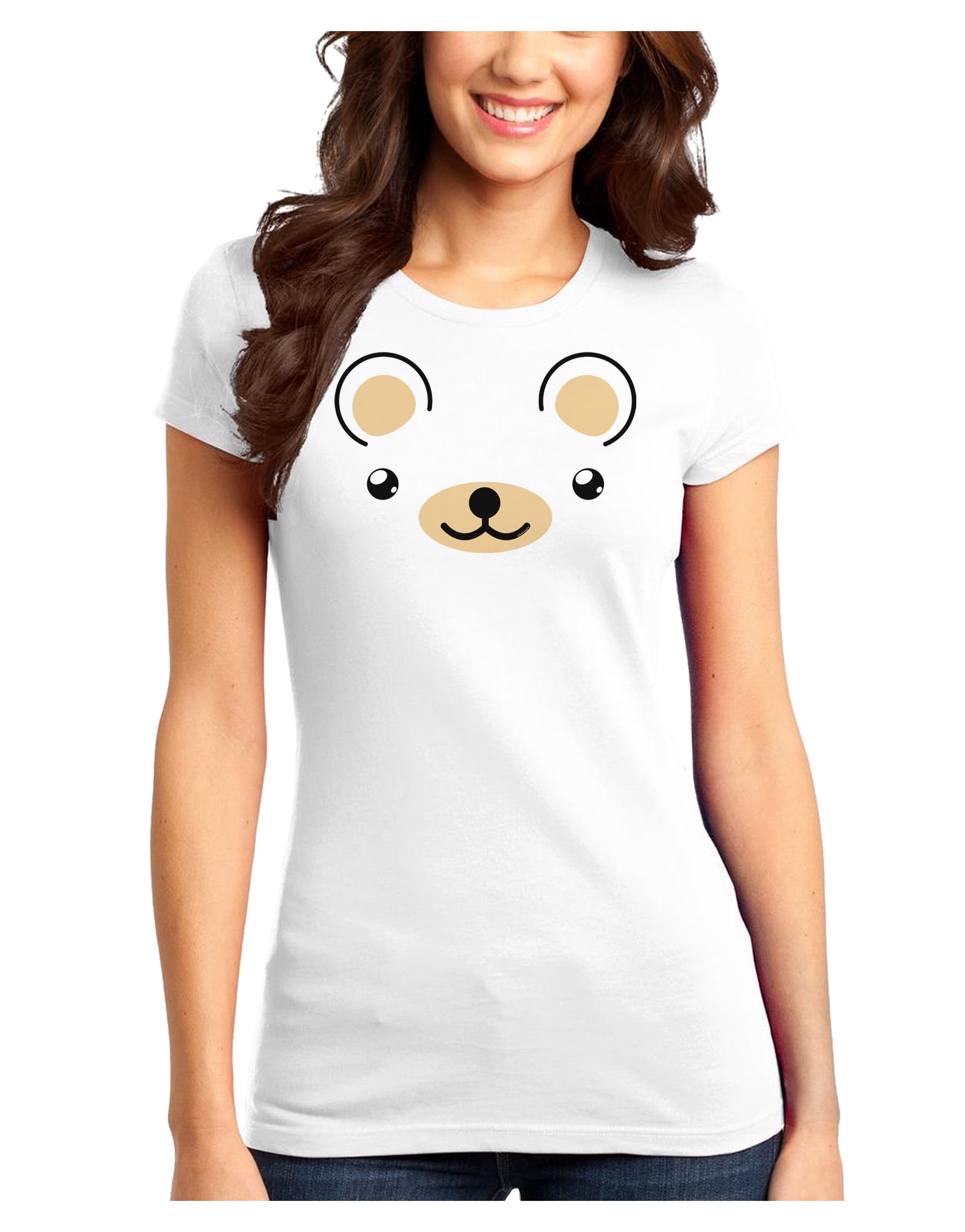 Kyu-T Ears - Beartholomew Teddy Bear Juniors T-Shirt-Womens Juniors T-Shirt-TooLoud-White-Juniors Fitted XS-Davson Sales