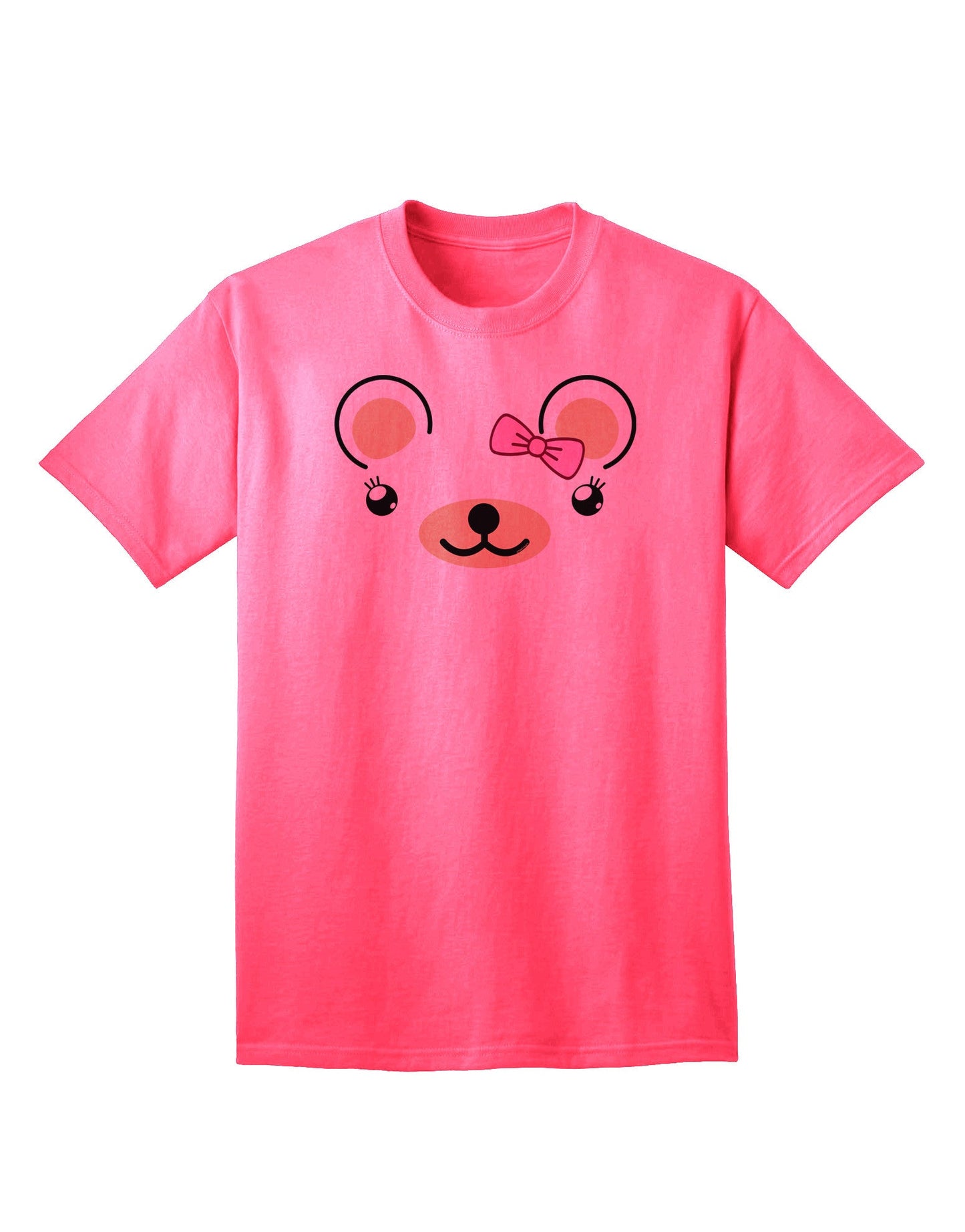 Kyu-T Ears Collection - Beartholomea Girl Teddy Bear Adult T-Shirt for the Modern Fashion-Conscious Adult-Mens T-shirts-TooLoud-Neon-Pink-Small-Davson Sales