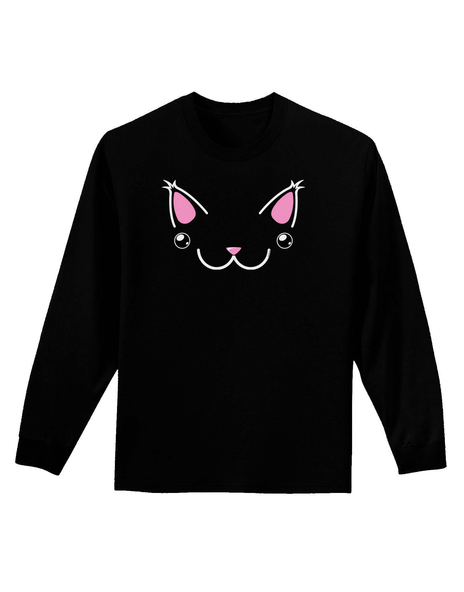 Kyu-T Ears - Kawa the Cute Critter Adult Long Sleeve Dark T-Shirt-TooLoud-Black-Small-Davson Sales