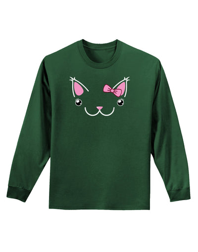 Kyu-T Ears - Kawaia the Cute Girl Critter Adult Long Sleeve Dark T-Shirt-TooLoud-Dark-Green-Small-Davson Sales