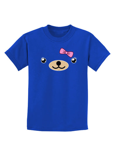 Kyu-T Face - Beartholomea Cute Girl Bear Childrens Dark T-Shirt-Childrens T-Shirt-TooLoud-Royal-Blue-X-Small-Davson Sales