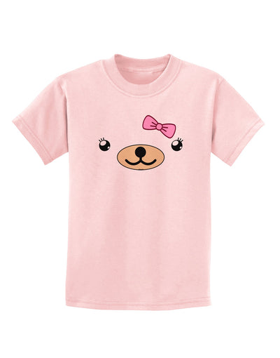 Kyu-T Face - Beartholomea Cute Girl Bear Childrens T-Shirt-Childrens T-Shirt-TooLoud-PalePink-X-Small-Davson Sales