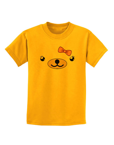 Kyu-T Face - Beartholomea Cute Girl Bear Childrens T-Shirt-Childrens T-Shirt-TooLoud-Gold-X-Small-Davson Sales