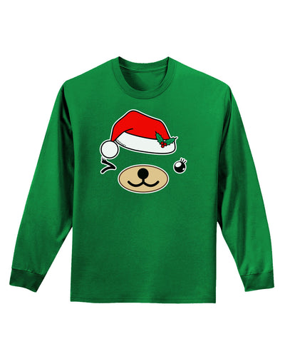 Kyu-T Face Beartholomea Santa Girl Bear Adult Long Sleeve Dark T-Shirt-TooLoud-Kelly-Green-Small-Davson Sales