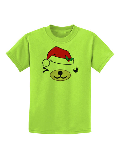 Kyu-T Face Beartholomea Santa Girl Bear Childrens T-Shirt-Childrens T-Shirt-TooLoud-Lime-Green-X-Small-Davson Sales