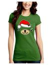 Kyu-T Face Beartholomea Santa Girl Bear Juniors Crew Dark T-Shirt-T-Shirts Juniors Tops-TooLoud-Kiwi-Green-Juniors Fitted Small-Davson Sales