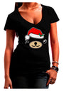 Kyu-T Face Beartholomea Santa Girl Bear Juniors V-Neck Dark T-Shirt-Womens V-Neck T-Shirts-TooLoud-Black-Juniors Fitted Small-Davson Sales