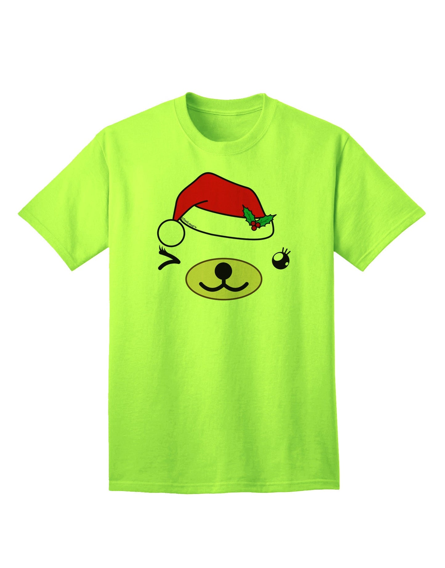 Kyu-T Face Beartholomea Santa Girl Bear - Premium Adult T-Shirt for Festive Season-Mens T-shirts-TooLoud-Neon-Green-Small-Davson Sales