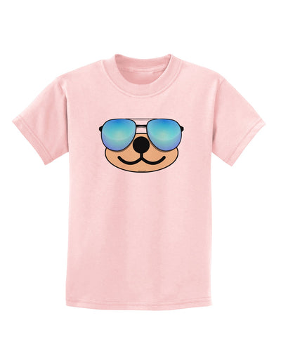 Kyu-T Face - Beartholomew Cool Sunglasses Childrens T-Shirt-Childrens T-Shirt-TooLoud-PalePink-X-Small-Davson Sales